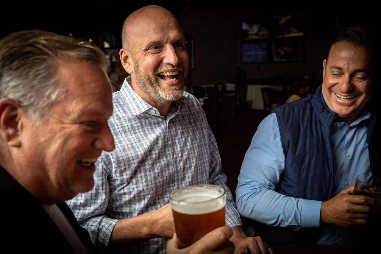 Men having a beer together